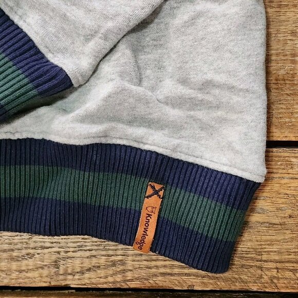 NWT Knowledge Cotton Apparel Full Zip Sweatshirt Mens M Gray Baseball Collar - Picture 3 of 11